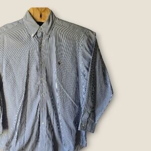 Ralph Lauren Yarmouth Button Down Shirt Mens Blue White Stripe 15.5 32/33 Cotton
